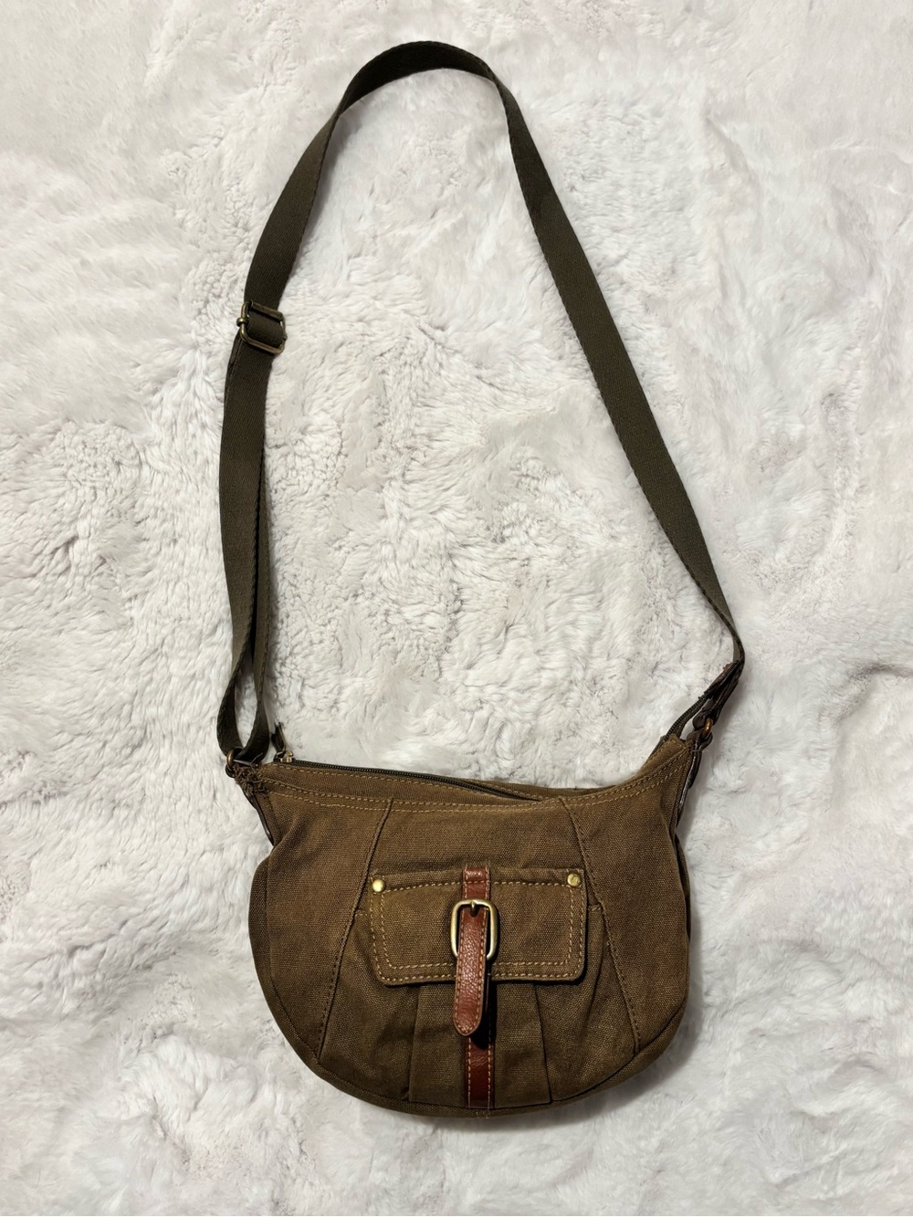 Fossil Genuine Classic 1954 Olive Canvas Crossbody Bag